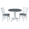 International Concepts Round 36 in Rd Extension Dining Table, 2 Emily Chairs, White/Heather Gray, 36 W, 48 L, 30.1 in H K05-36RXT-27B-C617-2 - alternate 1